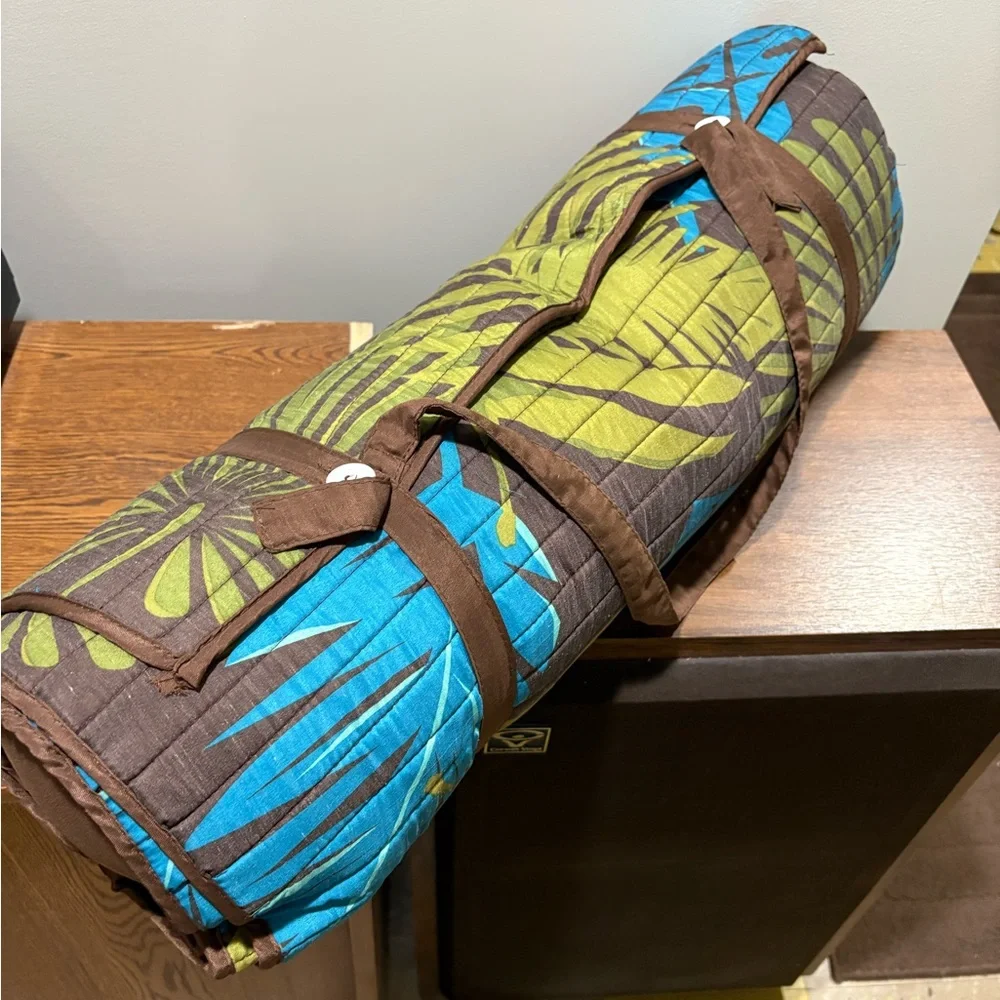 Tropical Leaf Patterned Beach Towel and pillow roll